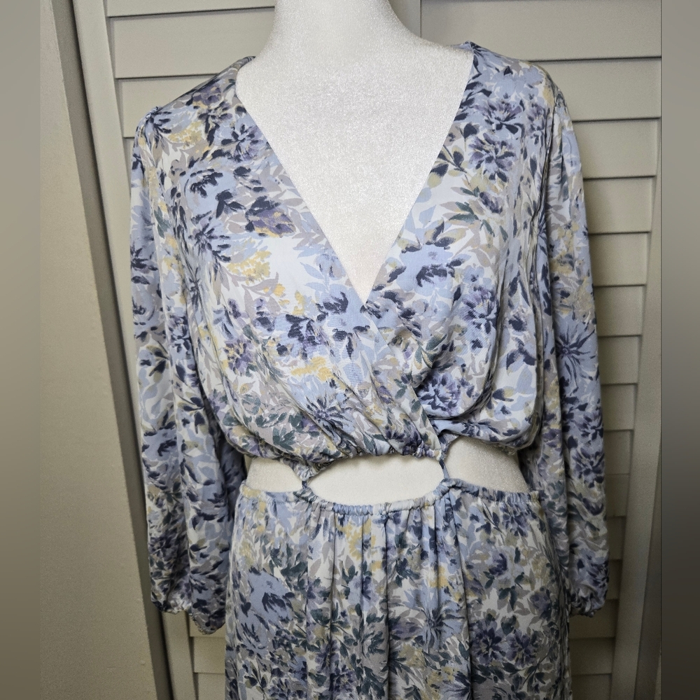 Floret Studio Blue Multi Floral Maxi Dress Size L - Picture 2 of 12